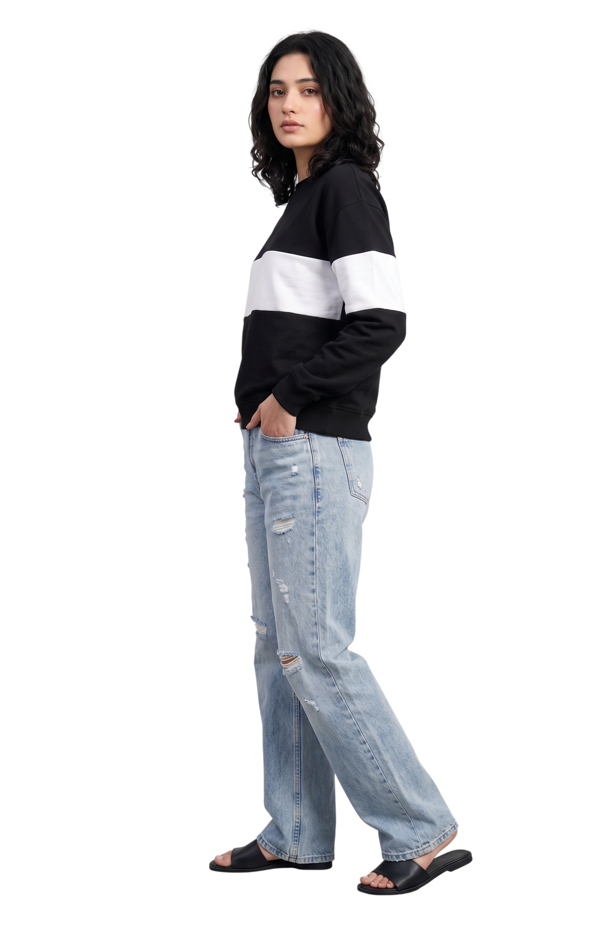Zebra Black And White Block Sweatshirt