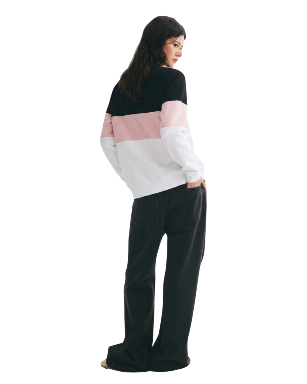 Black Pink And White Block Sweatshirt