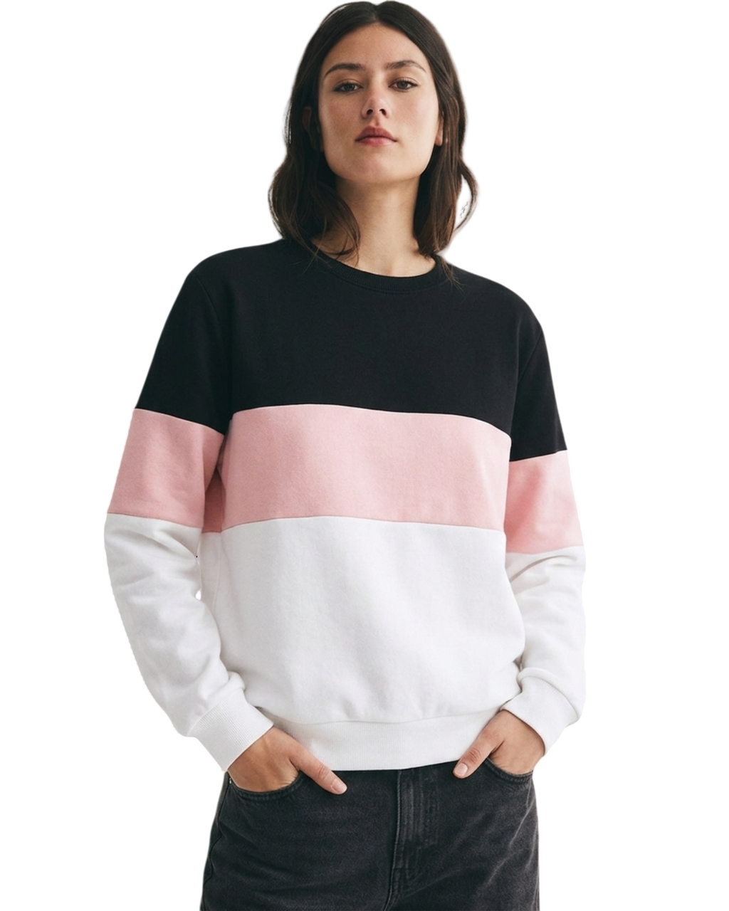 Black Pink And White Block Sweatshirt
