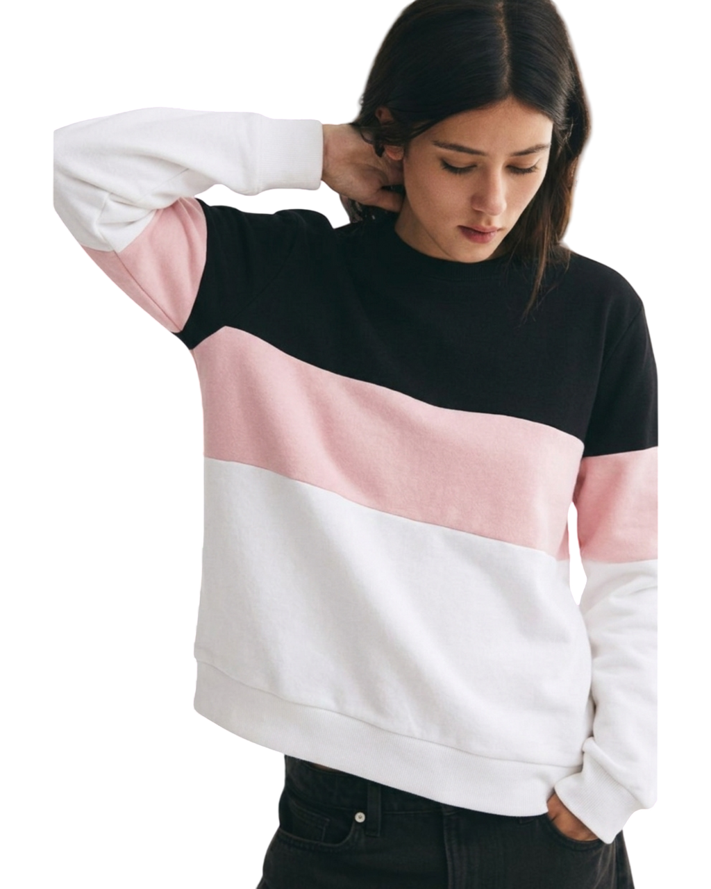 Black Pink And White Block Sweatshirt
