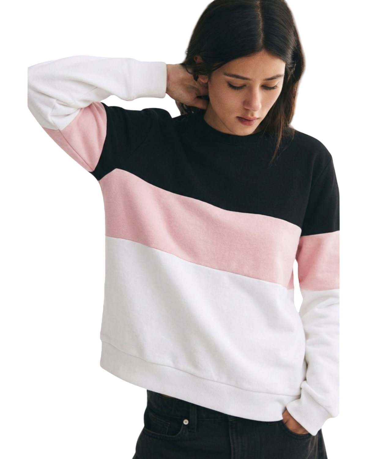 Black Pink And White Block Sweatshirt