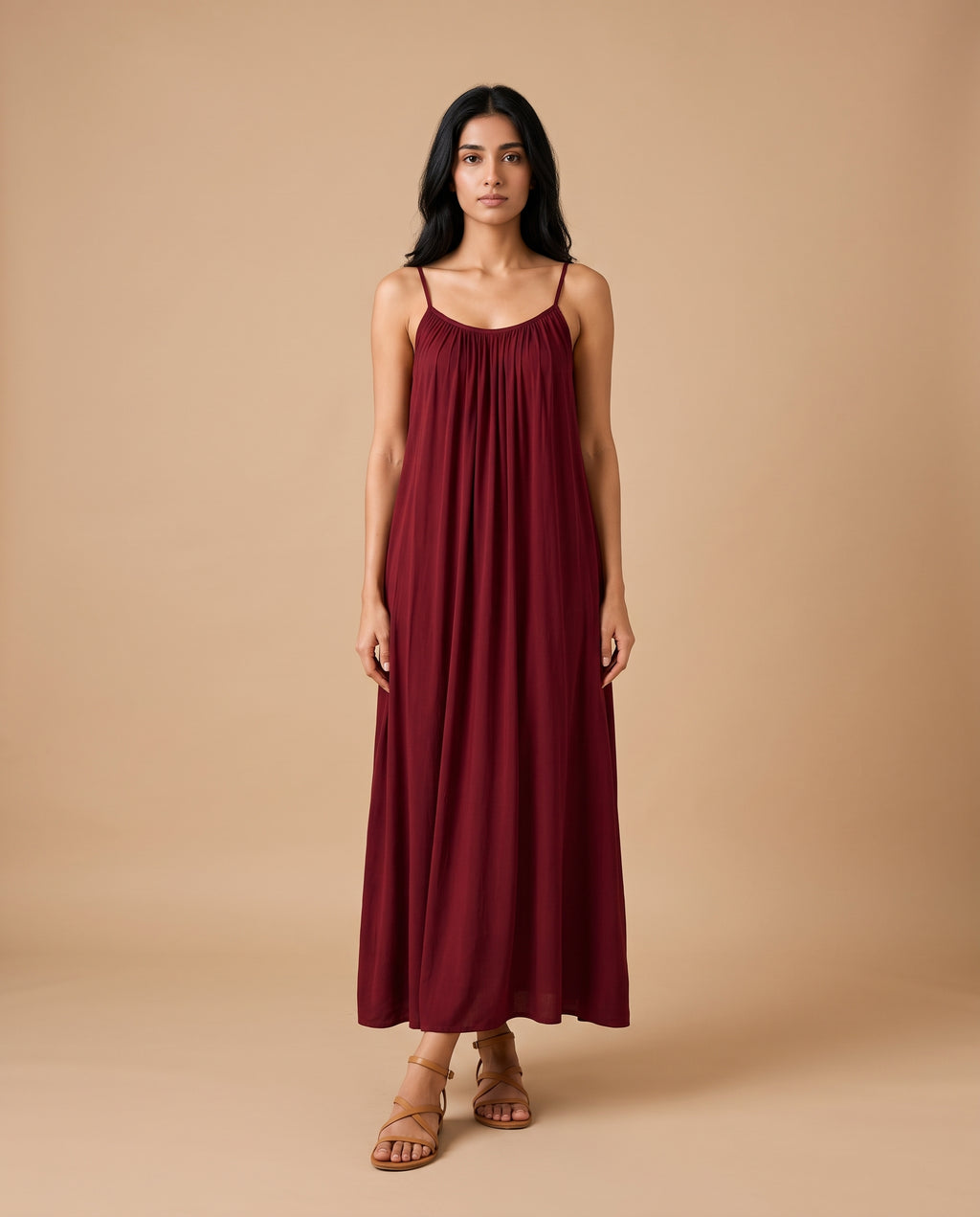 LunaFlow Backless Maxi | Maroon