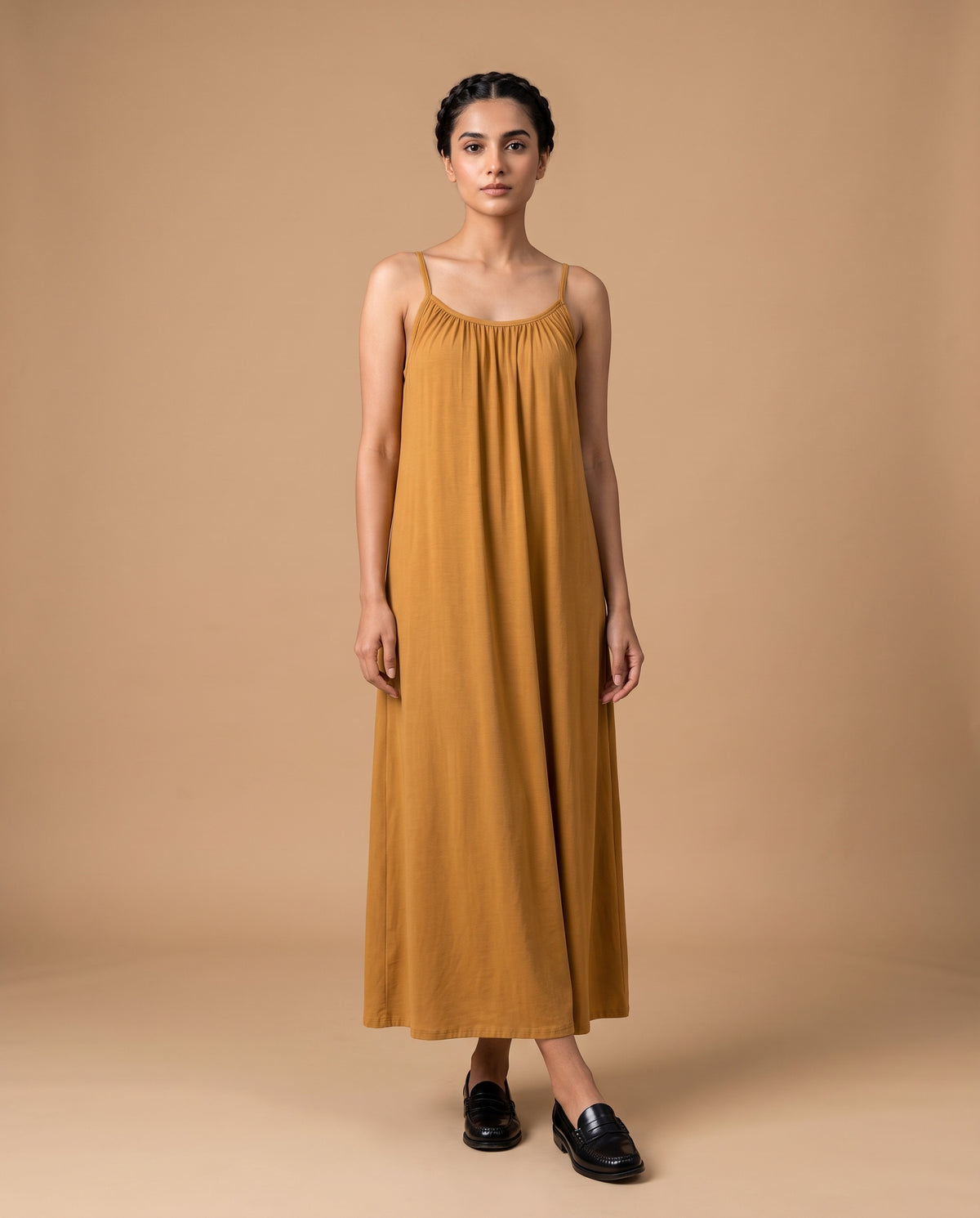 LunaFlow Backless Maxi | Mustard