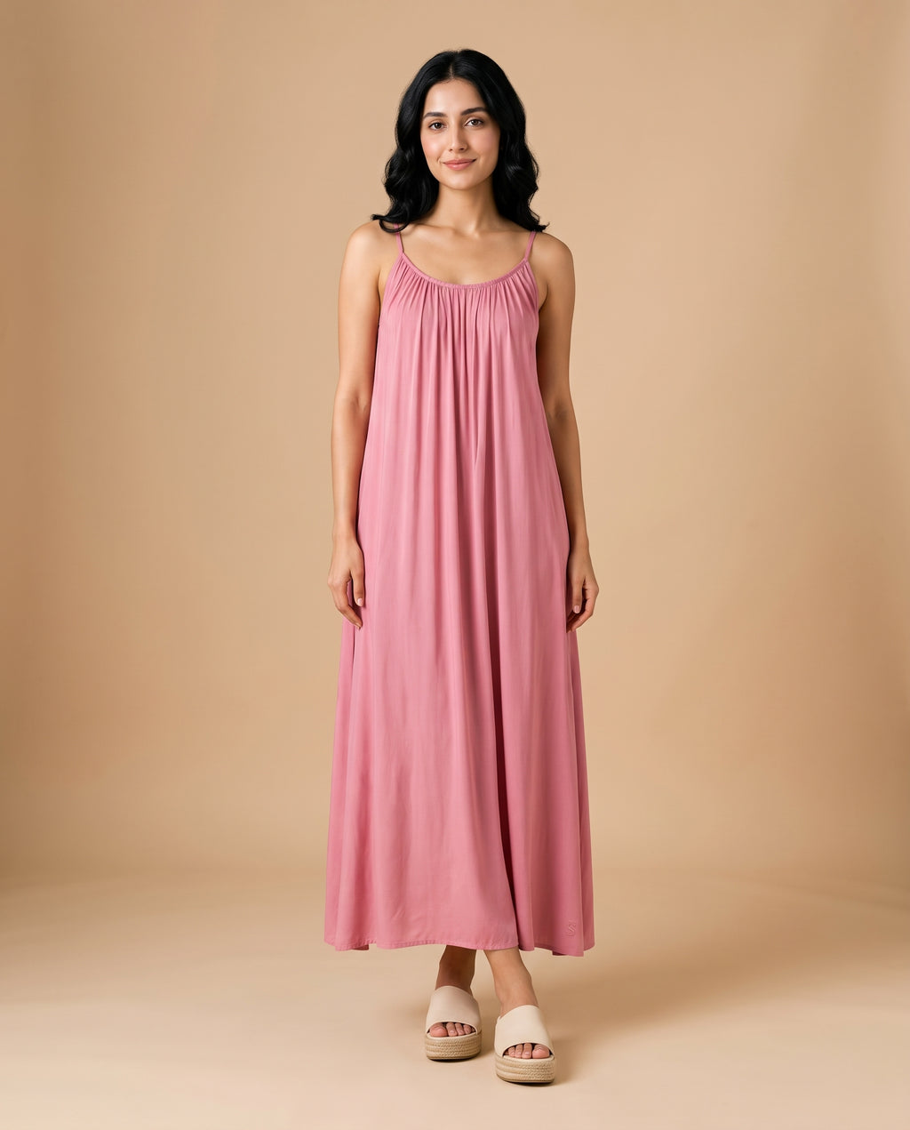 LunaFlow Backless Maxi | Baby Pink