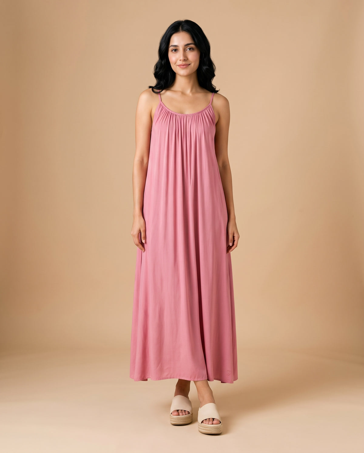 LunaFlow Backless Maxi | Baby Pink